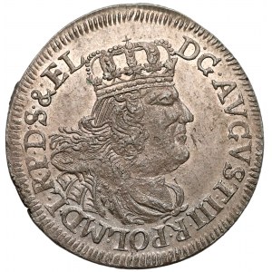 August III Sas, Szóstak Elbląg 1762 ICS - korona dzieli - piękny (R8)