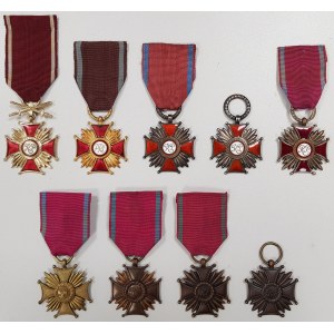 Zestaw 9 Krzyży Zasługi - wykonania z czasów II RP i PRL