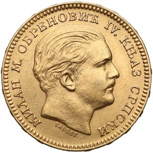 Serbia, Milan Obrenović IV, 20 dinarów 1879-A