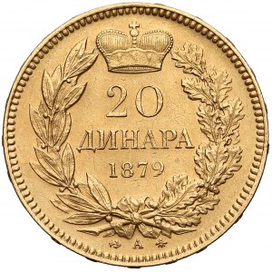 Serbia, Milan I, 20 Dinar 1879-A