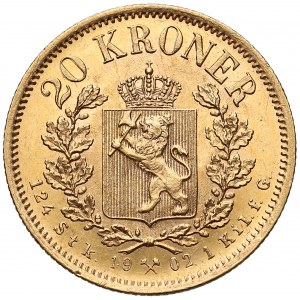 Norwegen, Oskar II. (Schweden), 20 Kronen 1902