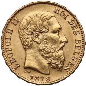 Belgium, Leopold II of Belgium, 20 Francs 1878