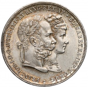 Austria, Franz Joseph I of Austria, 2 Gulden 1879 - Silver Wedding Jubilee