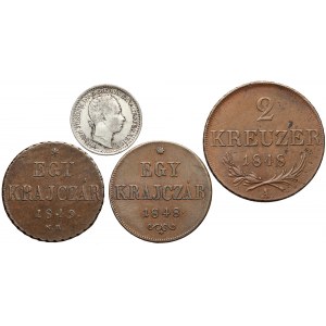 Ungarn/Österreich, 1-10 Kreuzer 1848-1859 - 4 Stücke