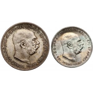 Austria, Franciszek Józef I, 1 i 2 korony 1912-1913 - zestaw (2szt)
