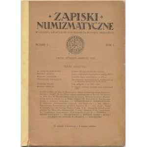 Zapiski numizmatyczne, Lwów styczeń-marzec 1925