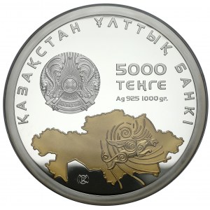 Kazakhstan, SILVER 5.000 Tenge 2011 - 20th Anniversary of Independence - 1 KG Silver