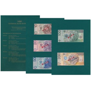 WZORY 10-200 złotych 1994 w folderze NBP (5szt)