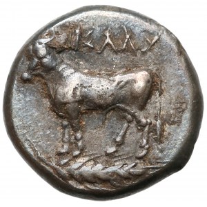 Bithynia, Kalchedon Drachm (c.350 BC) - bull over ear of grain / incuse square of mill sail pattern