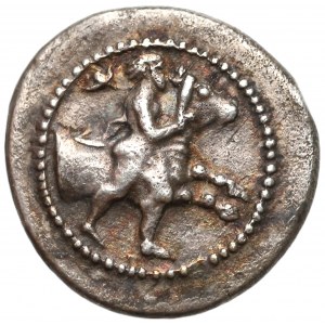 Thessaly, Tricca, AR Hemidrachm (440-400 BC) Thessalos holding a bull / horse forepart