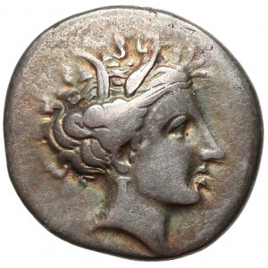 Lokris Opuntii, Tiobol/Hemidrachm (c. 330 BC) Demeter head / Ajax holding sword nad shield over kantharos