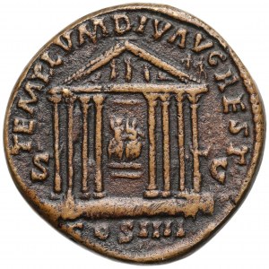 Antonius Pius, Sesterc Rzym (158/9r.) - Świątynia Augusta