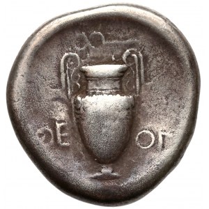 Boeotia, Thebes, AR Stater (395-335 BC) - Beotian shield / Amphora under caduceus