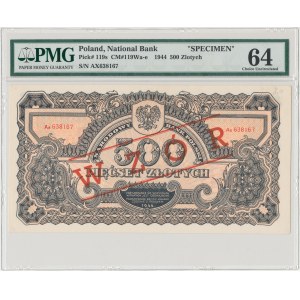 500 złotych 1944 ...owe - Ax z nadrukiem WZÓR - PMG 64