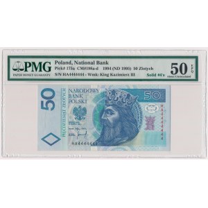 50 złotych 1994 - HA 4444444 - PMG 50 EPQ