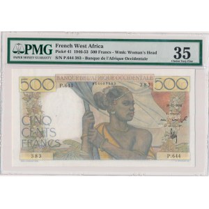 French West Africa, 500 Francs 1950 - PMG 35