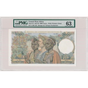 Francuska Afryka Zachodnia, 5.000 franków 1950 - PMG 63