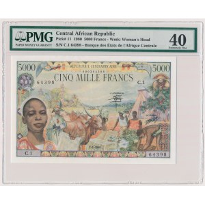 Republika Środkowoafrykańska, 5.000 franków 1980 - PMG 40