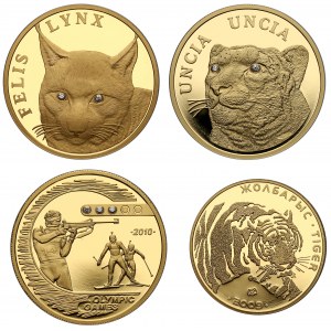 Kazachstan, ZŁOTO - zestaw monet 2007-09 (4szt)