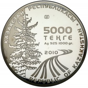 Kazachstan, SREBRO 5.000 tenge 2010 - 7. Zimowe Igrzyska Azjatyckie - waga 1 kg
