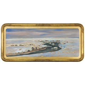 Julian Fałat, A RIVER AMIDST THE SNOW, 1917