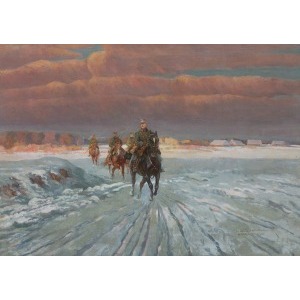 Wintorowski (Winterowski) Leonard, PATROL UŁANÓW W ZIMOWYM KRAJOBRAZIE, 1921