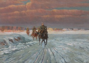 Wintorowski (Winterowski) Leonard, PATROL UŁANÓW W ZIMOWYM KRAJOBRAZIE, 1921