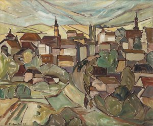 Fryderyk Antoni Hayder (1905 Przemyśl - 1990 Gliwice), Widok miasta ze wzgórza, 1967 r.