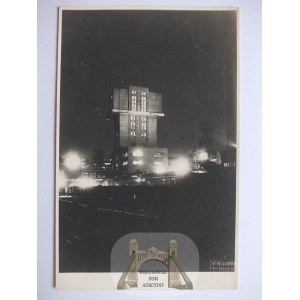 Bytom, Beuthen, kopalnia nocą, imuminacja, ok. 1938