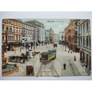 Bytom, Beuthen, Kościuszki-Platz, Straßenbahn, ca. 1910