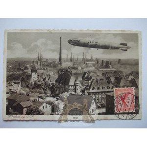 Zabrze , Hindenburg Airship over the city, ca. 1936