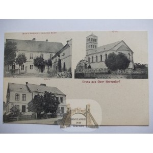 Jasiennica Górna bei Nysa, Kirche, Schule, ca. 1910