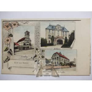 Ujeździec bei Nysa, Palast, Schule, Kirche, 1909