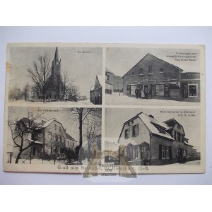 Nasale near Kluczbork, store, church, school, 1932