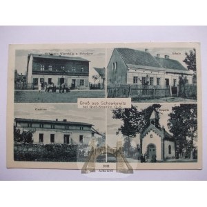 Dziewkowice bei Strzelce Opolskie, Kapelle, Schule, Geschäft, 1939
