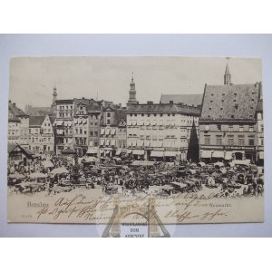 Wrocław, Breslau, Nowy Targ, targowisko, browar Wiesnera, 1905