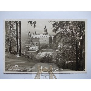 Książ, Furstenstein, zamek, zimowa panorama, ok 1930