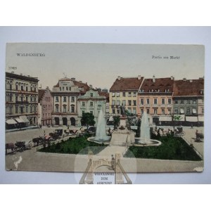 Walbrzych, Waldenburg, Marktplatz in Farbe, ca. 1906