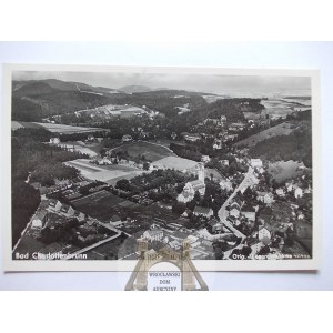 Jedlina Zdrój, Bad Charlottenbrunn, Luftbildpanorama, ca. 1935