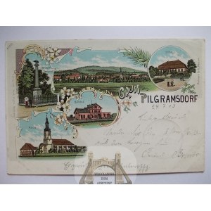 Pielgrzymka, Pilgramsdorf k. Złotoryja, litografia, 1903