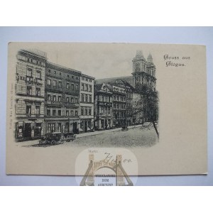 Glogow, Glogau, Market Square, ca. 1900