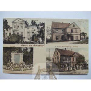 Osetnica k. Chojnów, pałac, pomnik, szkoła, ok. 1920