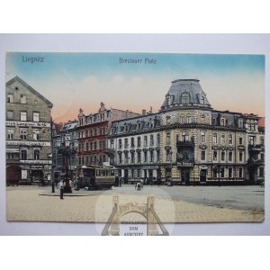 Legnica, Liegnitz, pl. Wrocławski, tramwaj, 1915