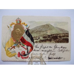 Karkonosze, Śniezka, litrografia, tłoczony cesarz, 1901