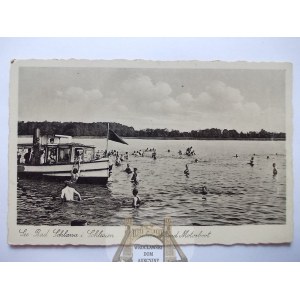Sława Śląska, Schlawa, jezioro, statek, kąpielisko, ok. 1935