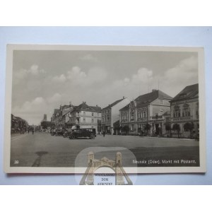 Nowa Sól, Neusalz, rynek, samochody, zdjęciowa, ok. 1940