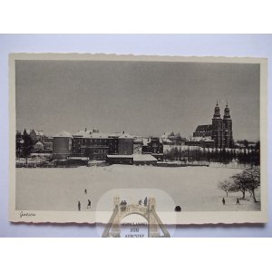 Gniezno Gnesen, zimowa panorama, ok. 1940