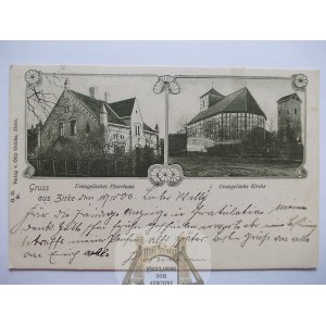 Sieraków, Zirke, kościół i dom parafilany, 1906