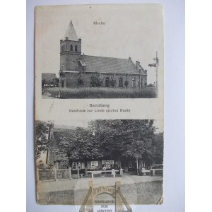 Piaski near Swiecie, restaurant, church, ca. 1910