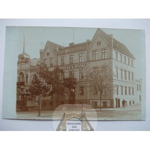 Bydgoszcz, Schliep's Hotel, tramway, photo, ca. 1910
